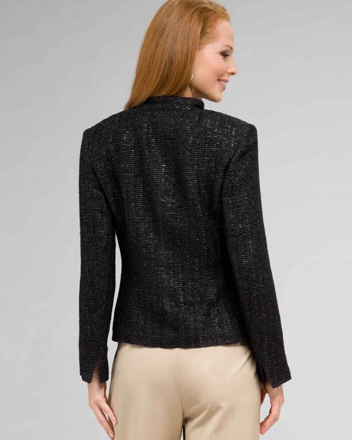 Textured Zip Front Jacket, Black, large, image 2