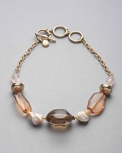 Pink and Brown Collar Necklace, Gold, medium, image 1
