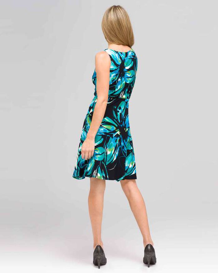 Island Floral Cowl Neck Dress, Aqua Multi, large, image 2