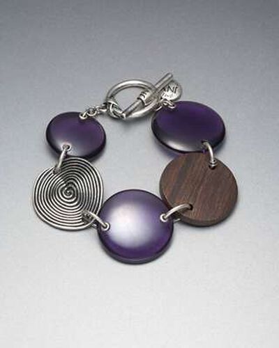 Silver and Purple Button Bracelet, Silver Ox, medium, image 1