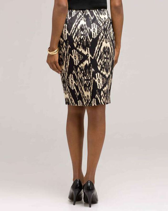 Tribal Inspired Slim Skirt, Black Multi, large, image 2