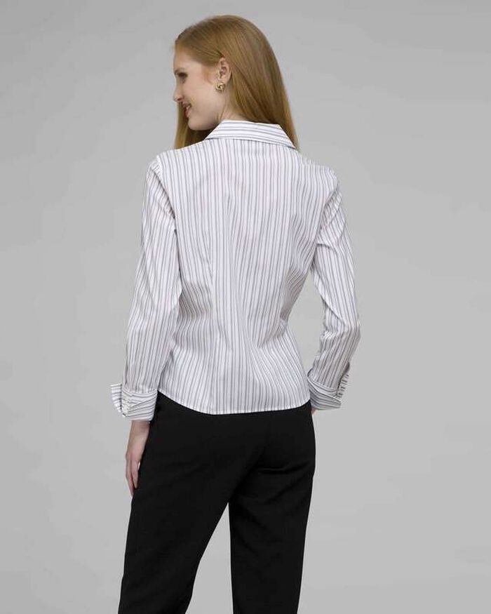Platinum Red Stripes Easy Care Fitted Shirt, White, large, image 2