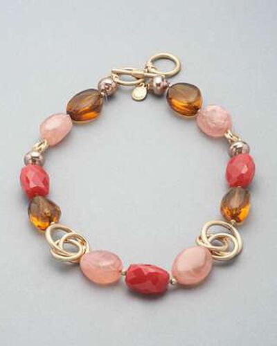 Pink Quartz Necklace, Gold, medium, image 1