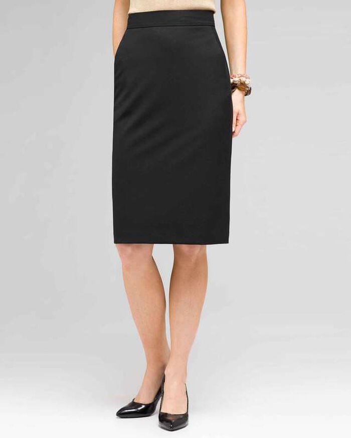 Slim Skirt With Back Kick Pleats, Black, large, image 1