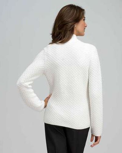 Textured Zip Front Cardigan, Sugar, medium, image 2