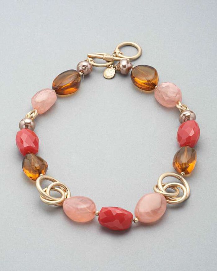 Pink Quartz Necklace, Gold, large, image 1