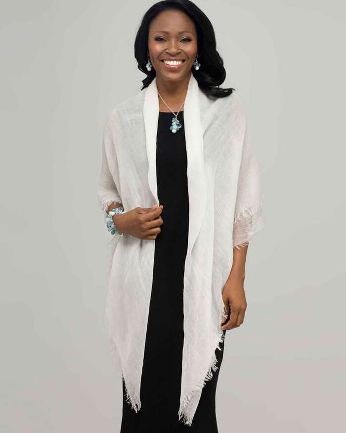 Solid Luxe Scarf, White, large, image 1