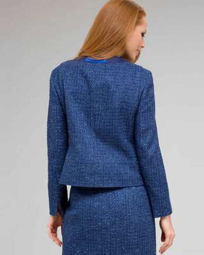 Satin Trim Jacket, Cobalt Multi, medium, image 2