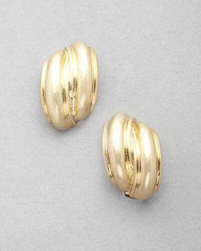 Worn Gold Curved Earring, Gold, medium, image 1