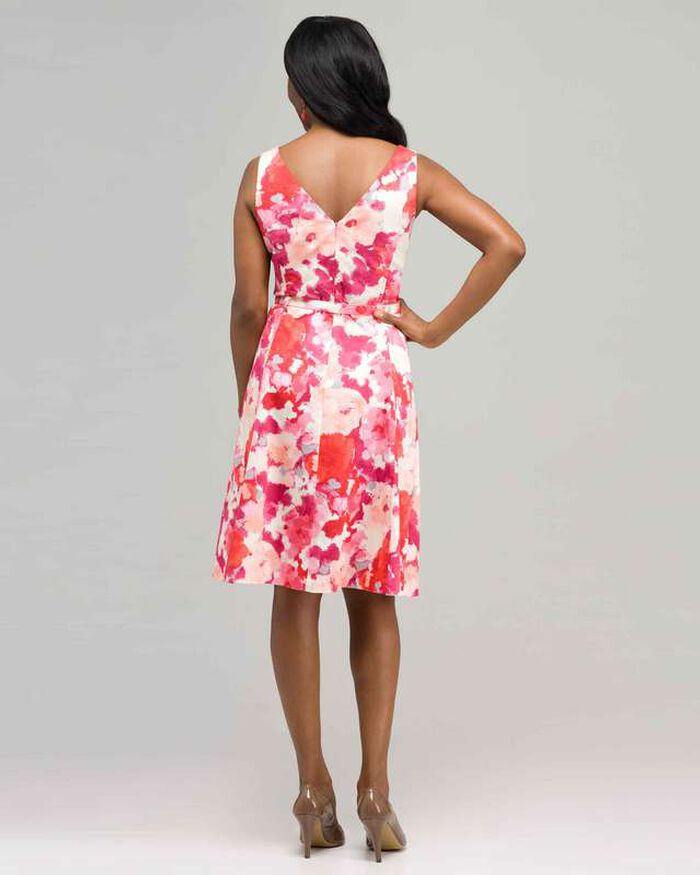 Floral V-Neck Dress, Pink Multi, large, image 2