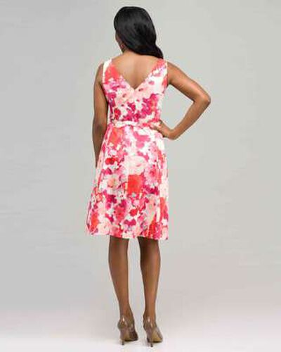 Floral V-Neck Dress, Pink Multi, medium, image 2