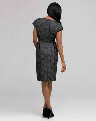 Dart Dress With Velvet Trim, Black & White, medium, image 2