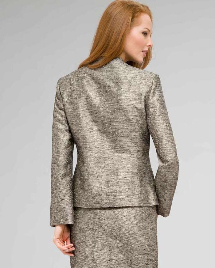V-Neck Shimmer Jacket, Black Multi, large, image 2