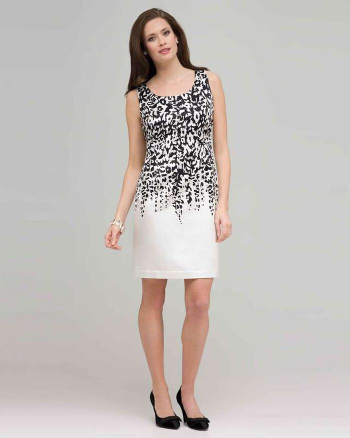 Floral Black and White Dress., White & Black, large, image 1
