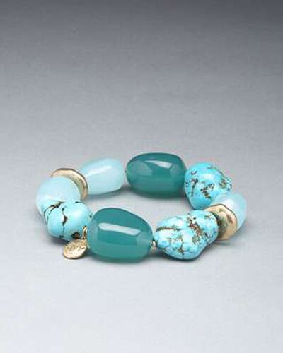 Turquoise and Gold Bracelet, Gold, medium, image 1