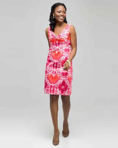 Mixed Floral Colour Twist Front Dress, Hot Pink Combo, medium, image 1