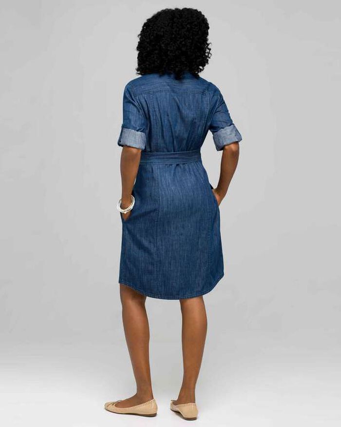 Belted Shirt Dress, Dark Stone, large, image 2