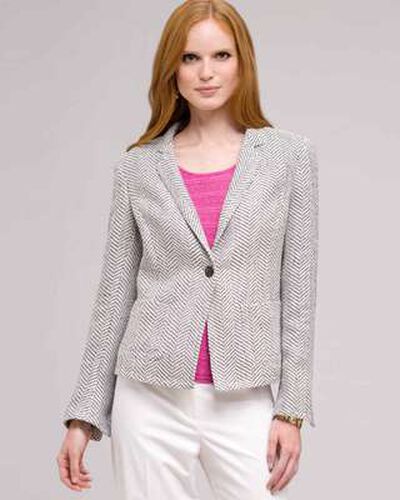Textured 1 Button Jacket, Ink Multi, medium, image 1