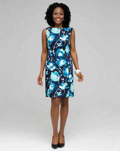 Floral Sheath Dress, Surf Spray & Navy, medium, image 1