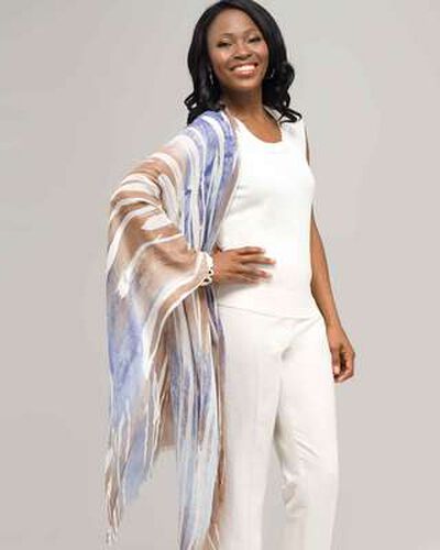 Striped Multi Colour Scarf, Mist, medium, image 1
