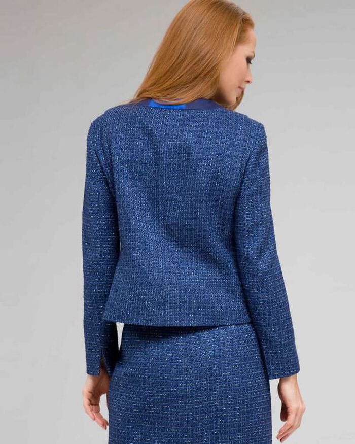 Satin Trim Jacket, Cobalt Multi, large, image 2