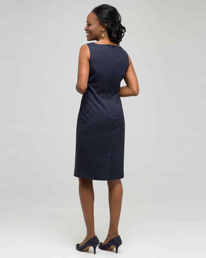 Navy Pinstripe Dress, Navy Multi, large, image 2