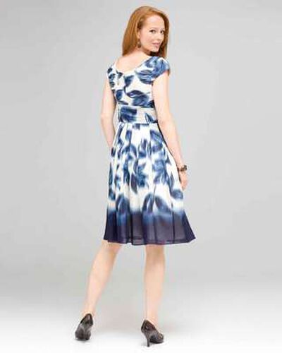 Blurred Leaf Floral Wrap Dress, Ivory Multi, medium, image 2