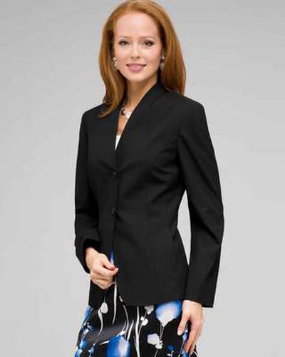 V-Neck Jacket, Black, medium, image 1