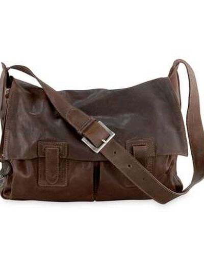 Men's Leather Luggage Fisherman Bag, Brown, medium, image 1