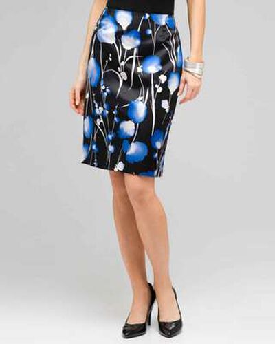 Slim Floral Skirt, Black Multi, medium, image 1
