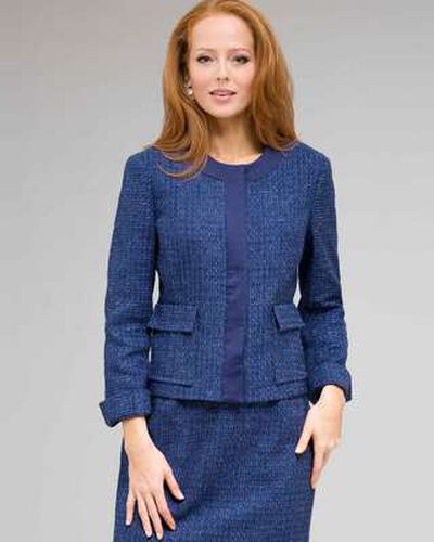 Satin Trim Jacket, Cobalt Multi, medium, image 1