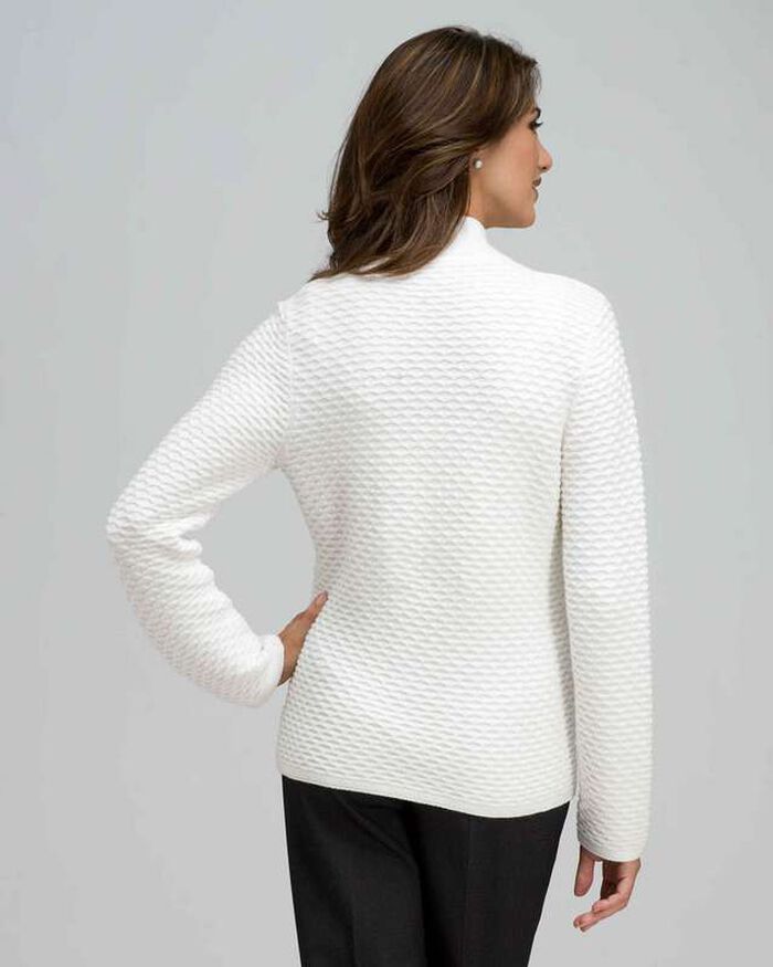 Textured Zip Front Cardigan, Sugar, large, image 2
