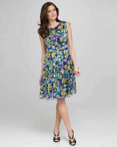 Floral Ruffly Seam Party Dress, Aloe Multi, medium, image 1