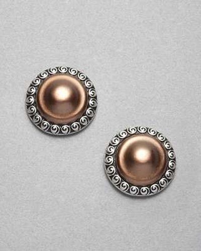 Bronze Clip On Button Earring, Silver Ox, medium, image 1