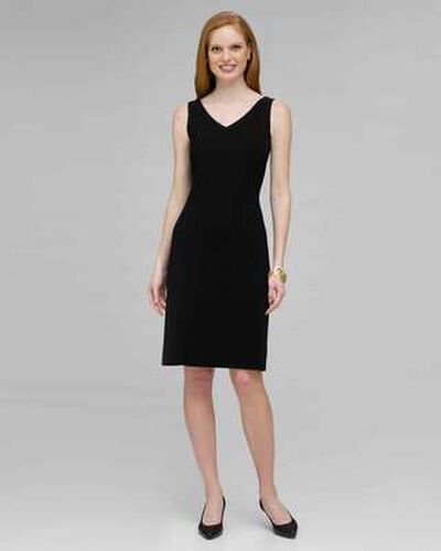 Platinum V Neck Suit Dress, Black, medium, image 1