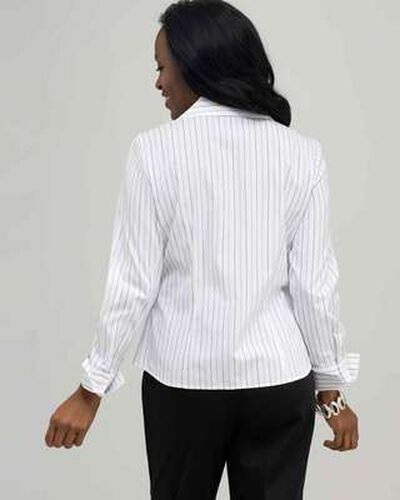 Platinum Blue Stripes Easy Care Fitted Shirt, White, medium, image 2