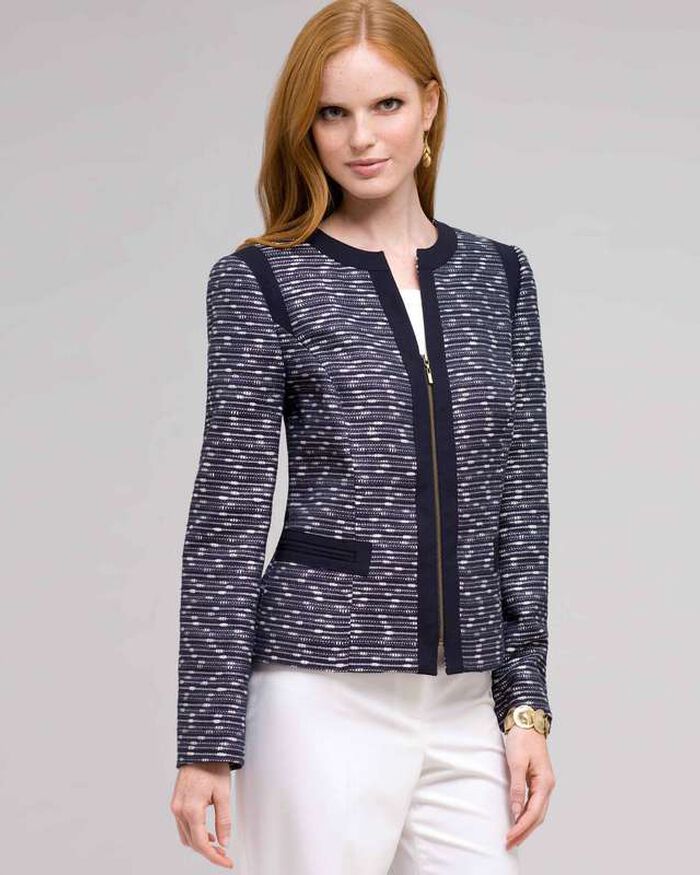 Textured Zip Front Jacket, Ink Multi, large, image 1