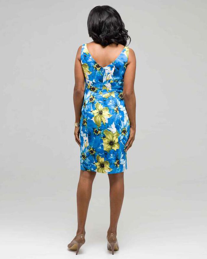 Floral V-Neck Dress, Pool Multi, large, image 2