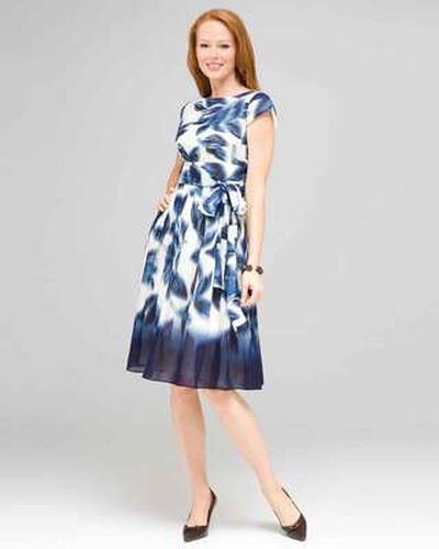 Blurred Leaf Floral Wrap Dress, Ivory Multi, medium, image 1