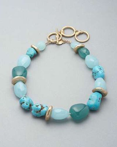 Turquoise and Gold Necklace, Gold, medium, image 1