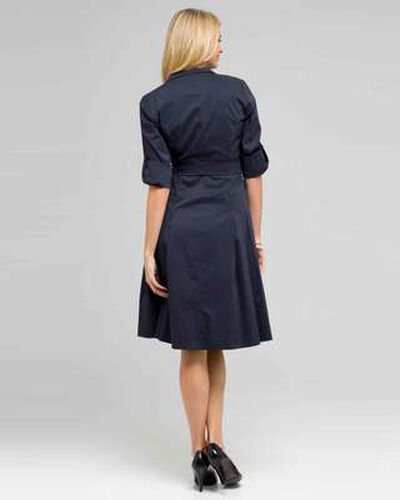 Short Sleeve Belted Shirtdress, Ink, medium, image 2
