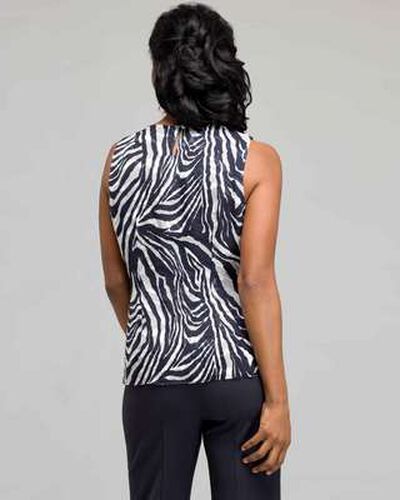 Sleeveless Zebra Print Blouse, Ink & White, medium, image 2