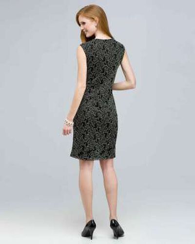 Drape Neck Dress., Black Multi, medium, image 2