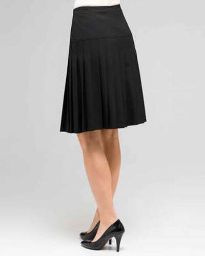 Side Button Pleated Skirt, Black, medium, image 2