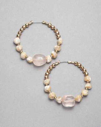 Pink and Gold Hoop Earring, Gold, medium, image 1