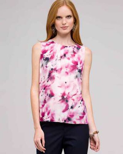 Sleeveless Pleated Floral Front Blouse, Tulip Multi, medium, image 2