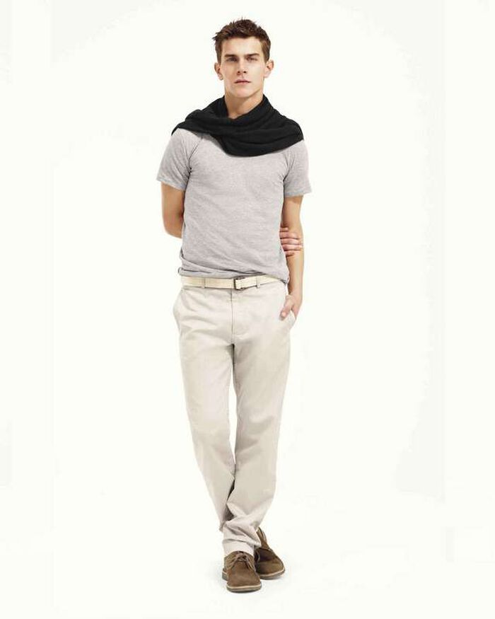Slim Pants, Beige, large, image 3