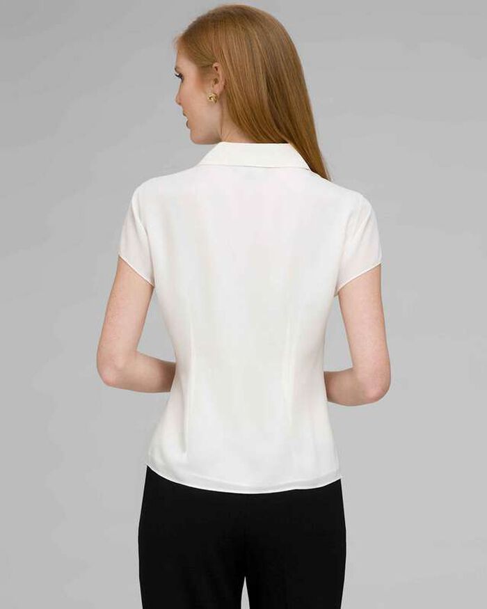 Must Have Washable No-Iron Georgette Blouse, Ivory, large, image 2