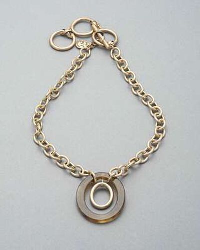 Double Hoop Long Necklace, Gold, medium, image 1