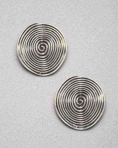 Silver Button Earrings, Silver Ox, medium, image 1